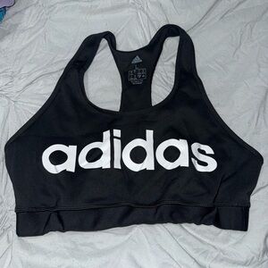 adidas Black and White Logo Sports bra